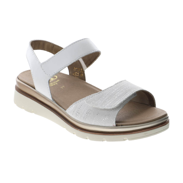FIDELIOs Trinity White Womens Sandal offers a thick sole, cushioned footbed for plantar fasciitis relief, adjustable leather ankle strap, and Wide front strap—perfect for comfort and casual wear.