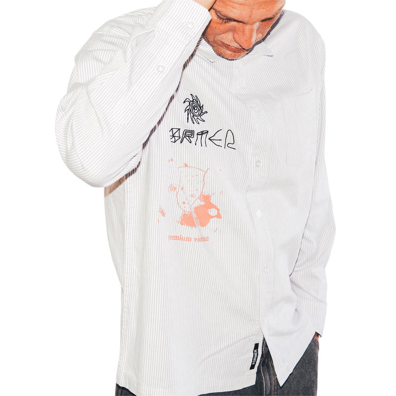 Former DxD Reynolds Stripe Long Sleeve Shirt - Grey