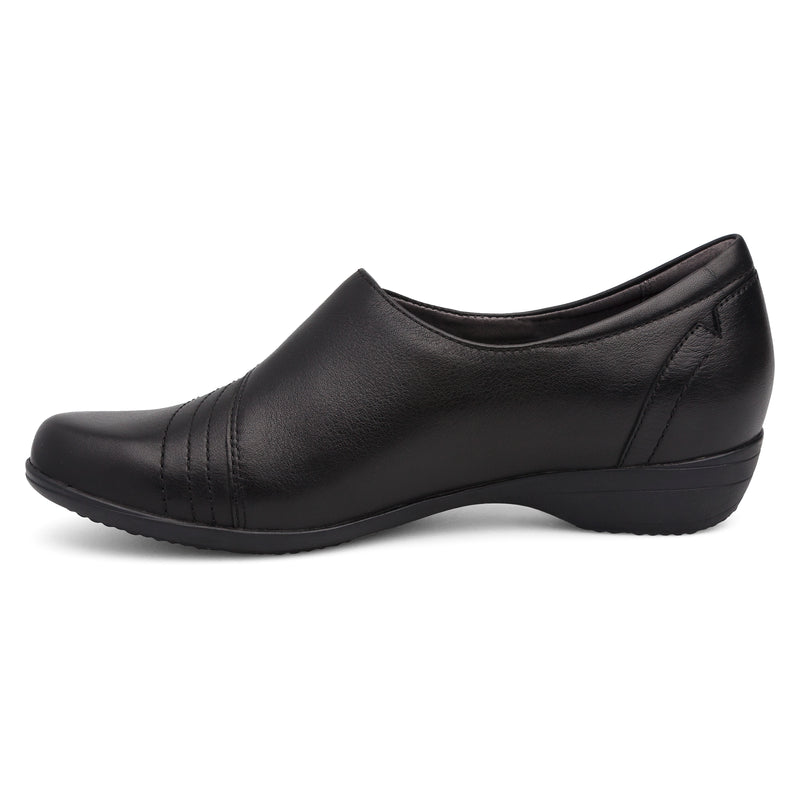 Side image of Franny Wide Black Milled Nappa