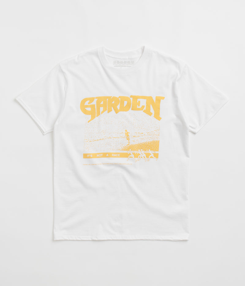 Garden Not A Race T-Shirt in White and Gold