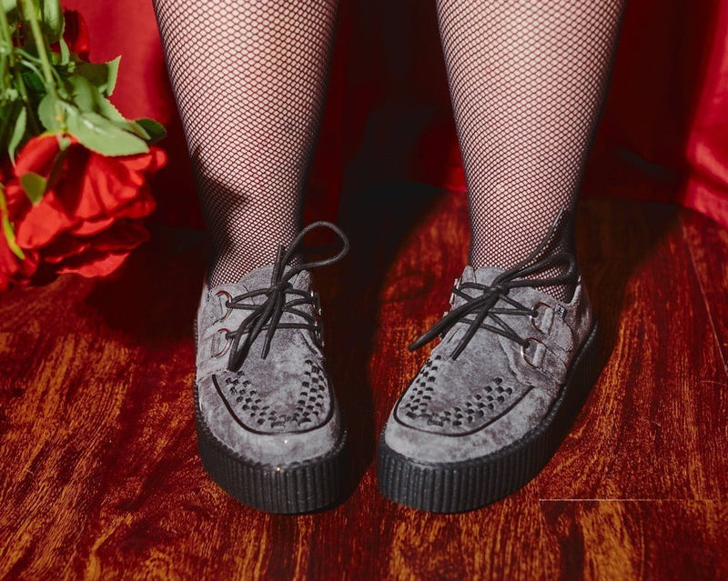 V9981 Grey Faux Suede Interlace Mondo Creeper