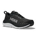 The HOKA Mens Gaviota 5 (Medium Width) in Black/White features a cushioned sole with Stabilizing H-Frame technology, black laces, and the white HOKA logo on the side, shown against a white background.