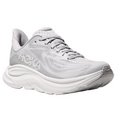 Gray running shoe with white sole on a white background