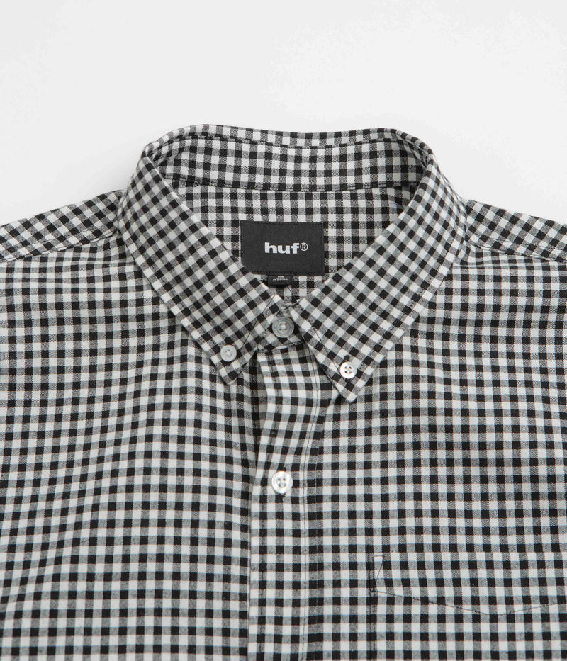 HUF 89 Micro Gingham Short Sleeve Oxford Shirt in Black and White