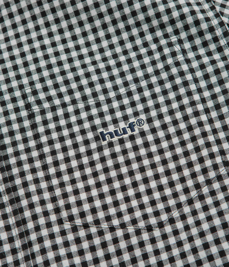HUF 89 Micro Gingham Short Sleeve Oxford Shirt in Black and White