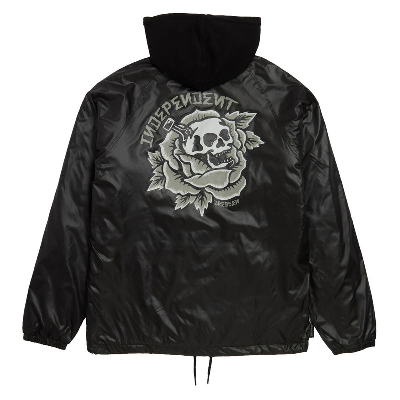 Independent Dressen Skull Rose Hooded Windbreaker Jacket - Black