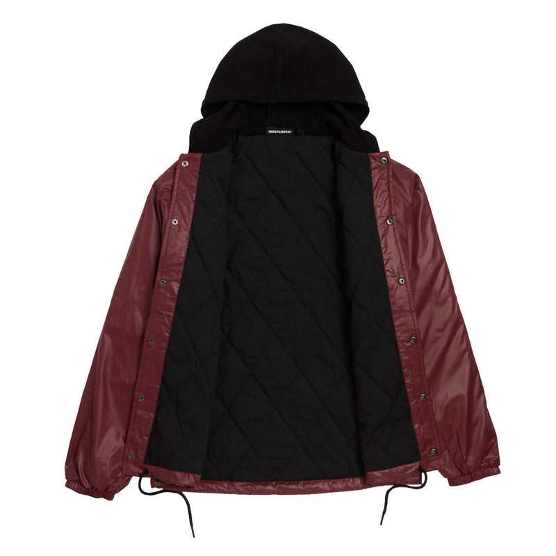 Independent Dressen Skull Rose Hooded Windbreaker Jacket - Burgundy