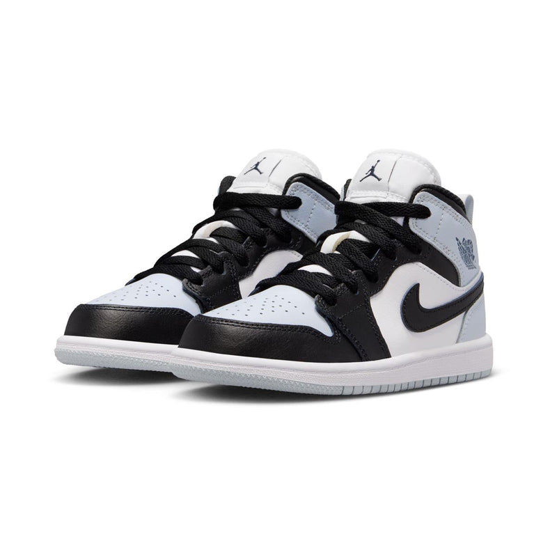 Jordan 1 Mid 'Black Aura Squadron Blue' Little Kids' Shoes