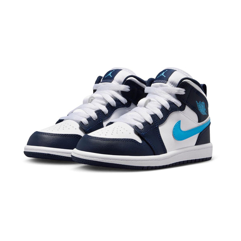 Jordan 1 Mid 'Obsidian Dark Powder Blue' Little Kids' Shoes