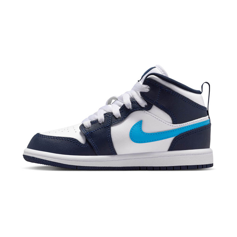Jordan 1 Mid 'Obsidian Dark Powder Blue' Little Kids' Shoes