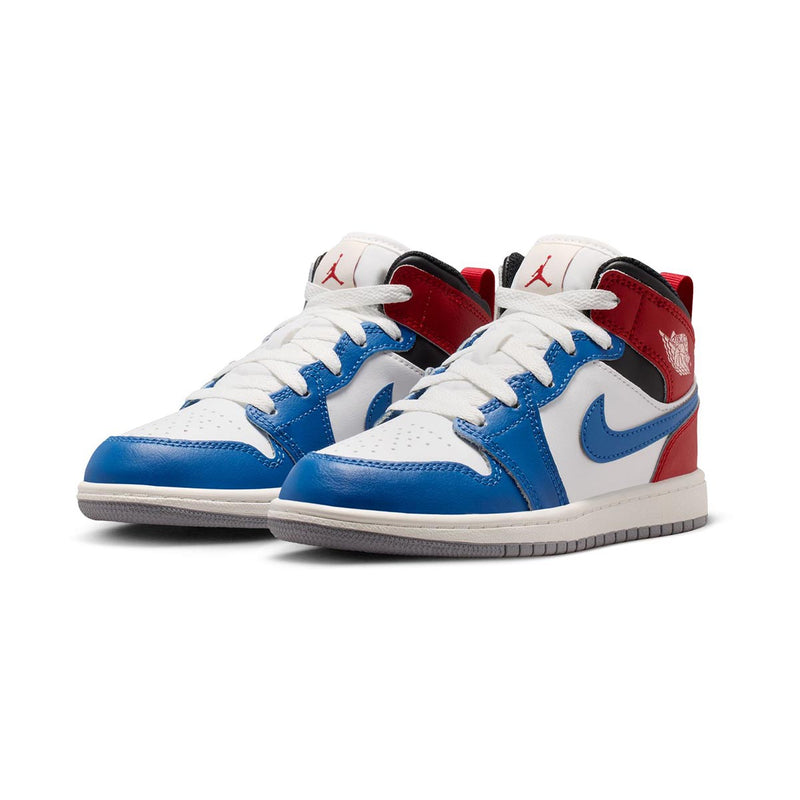Jordan 1 Mid 'True Blue Varsity Red' Little Kids' Shoes