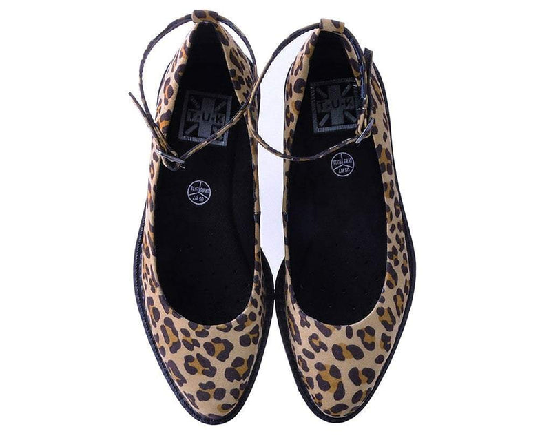 A9541L Leopard Pointed Ballet Ankle Strap Creeper