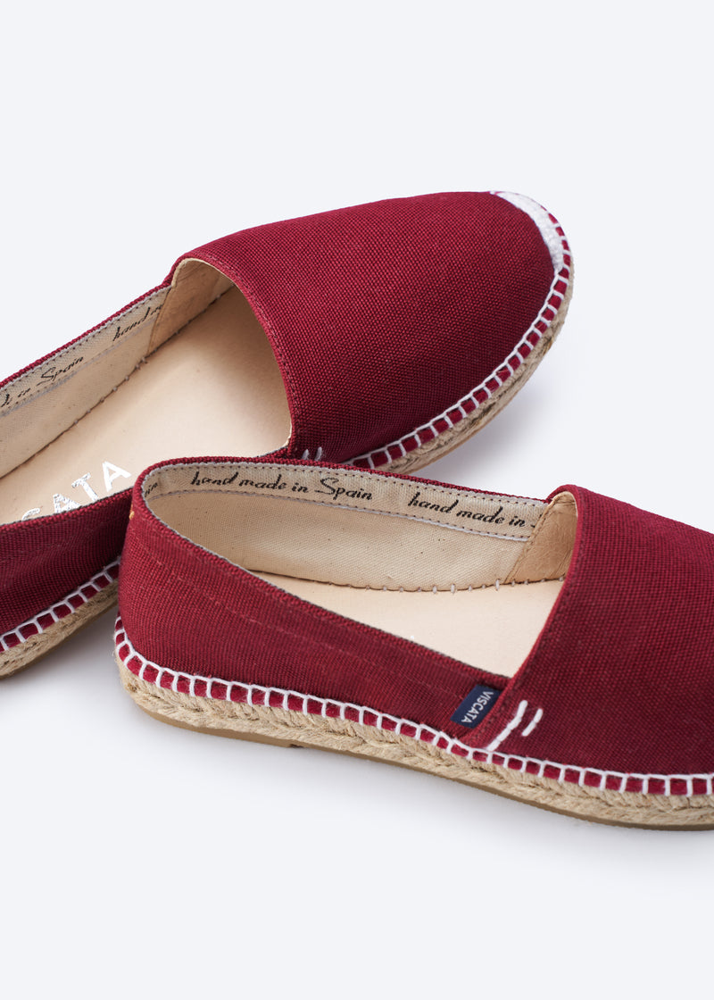 Llafranc Limited Edition Garnet Canvas Slip On Women Espadrille Flats Handmade in Spain