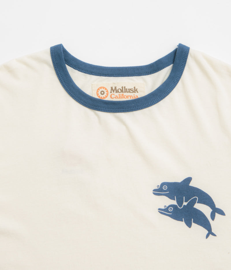 Mollusk Dolphins Ringer T-Shirt in Natural and Navy