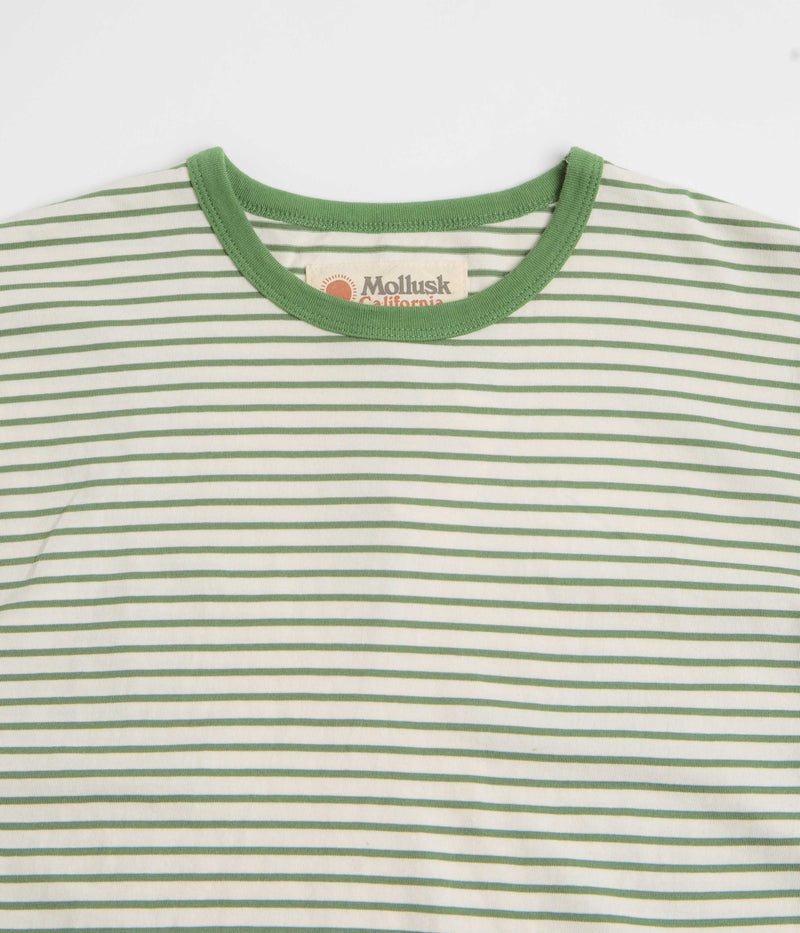 Mollusk Striped Heavy T-Shirt in Natural and Green