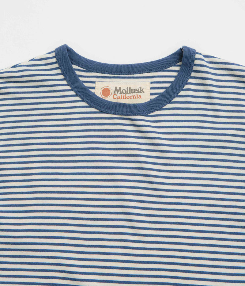 Mollusk Striped Heavy T-Shirt in Natural and Indigo