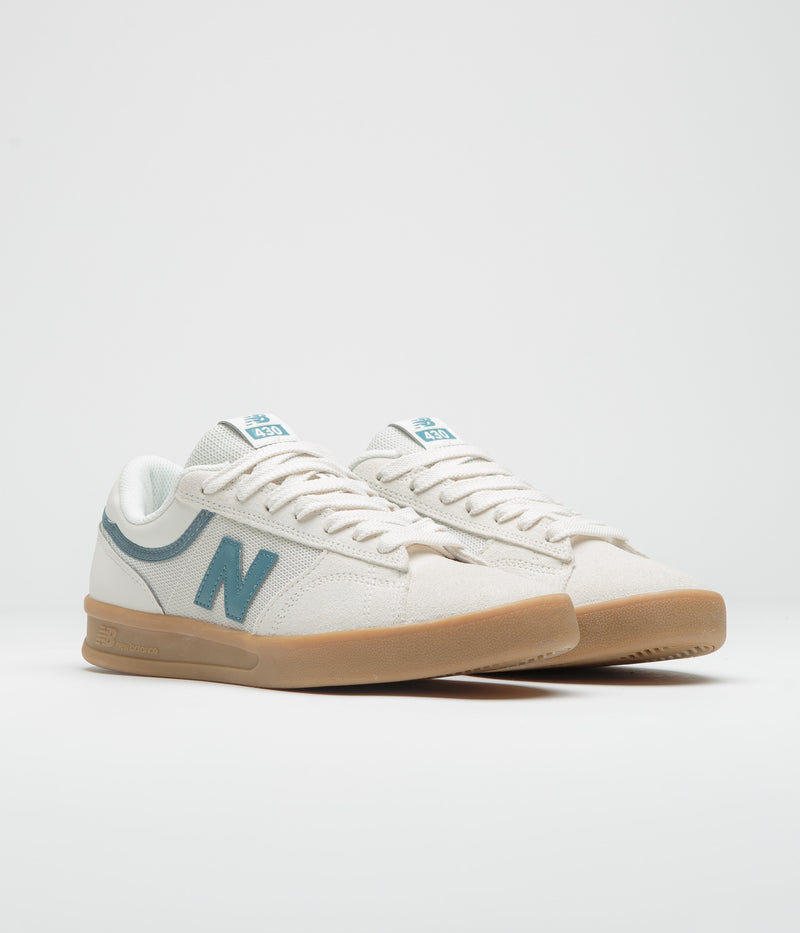 New Balance Numeric 430 Shoes in Sea Salt and Green