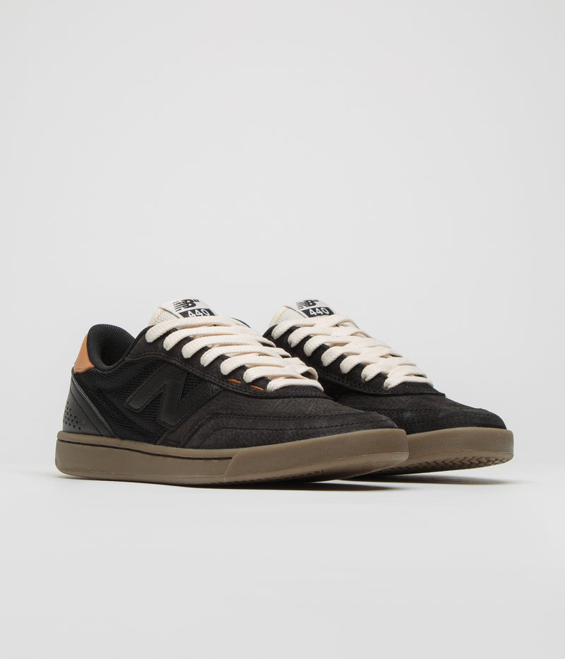 New Balance Numeric 440 Shoes in Black and Gum / Orange