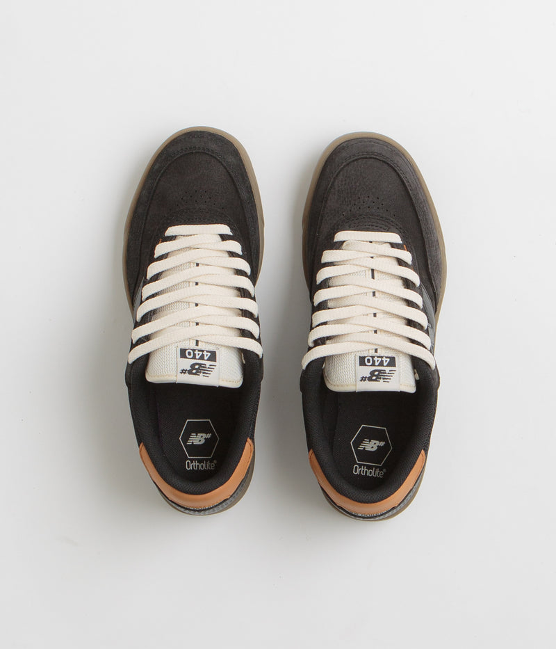 New Balance Numeric 440 Shoes in Black and Gum / Orange