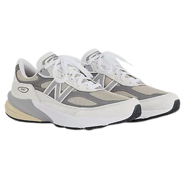 Gray and white sneakers on a white background