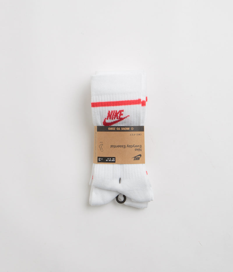 Nike Everyday Essential Crew Socks (3 Pair) in White and University Red / University Red