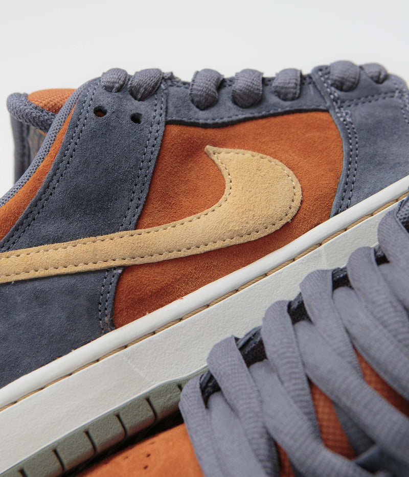 Nike SB Dunk Low Pro Shoes in Light Carbon and Sesame and Monarch
