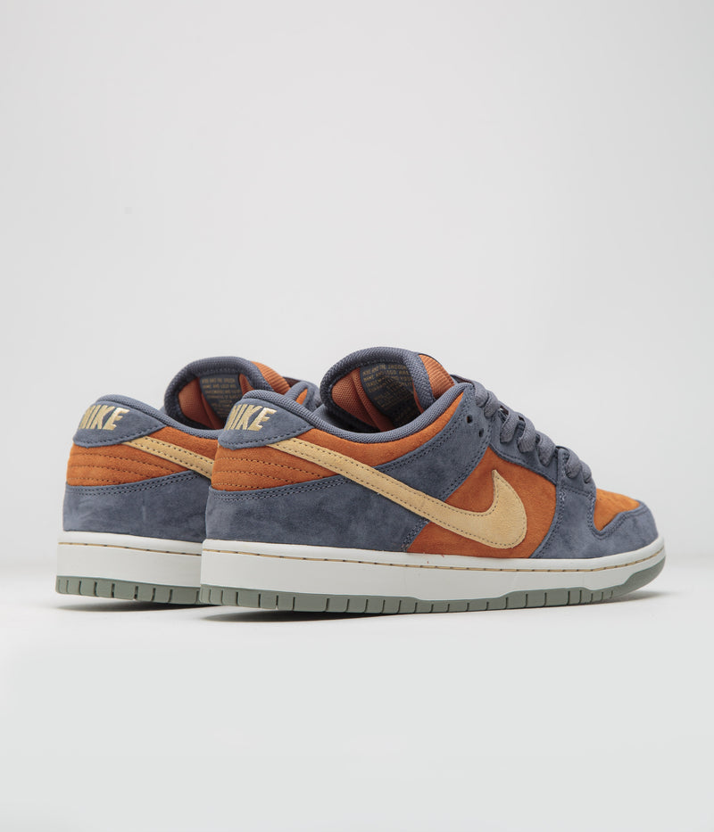 Nike SB Dunk Low Pro Shoes in Light Carbon and Sesame and Monarch