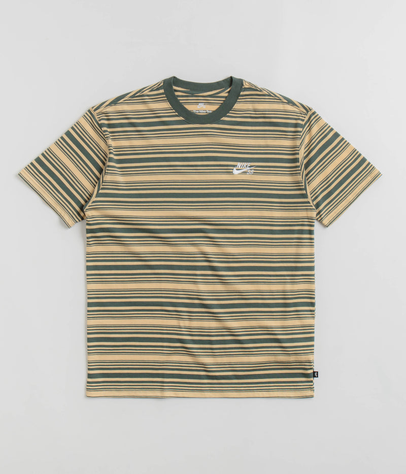 Nike SB Striped T-Shirt in Vintage Green