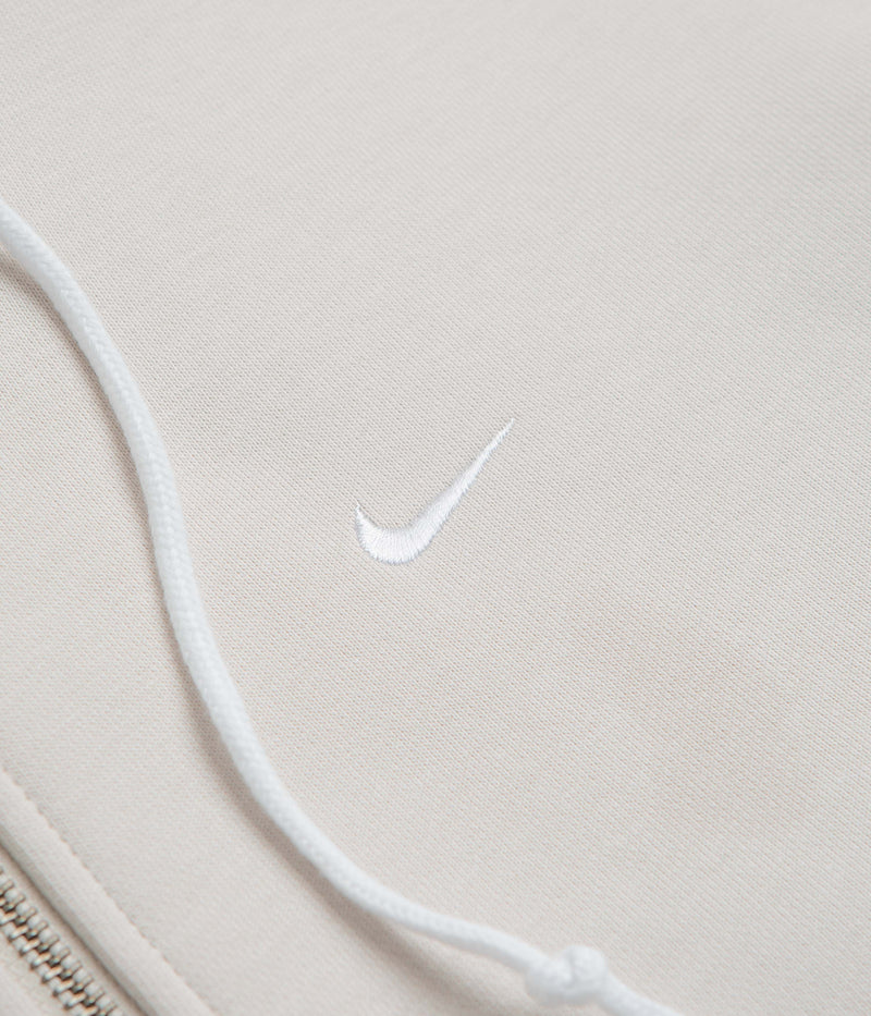 Nike Solo Swoosh Full Zip Hoodie in Light Bone and White