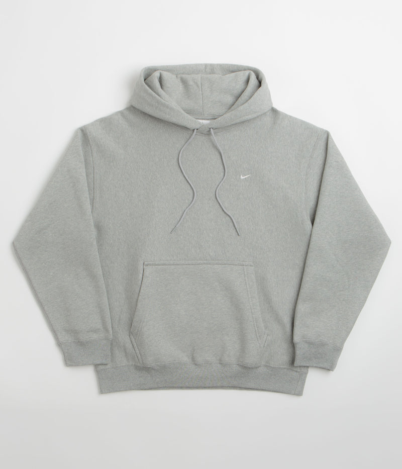 Nike Solo Swoosh Hoodie in Dark Grey Heather and Light Smoke Grey / White / White