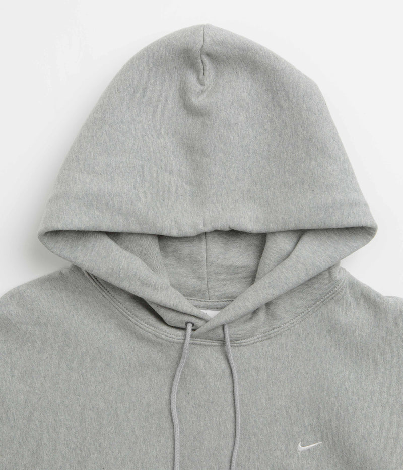 Nike Solo Swoosh Hoodie in Dark Grey Heather and Light Smoke Grey / White / White
