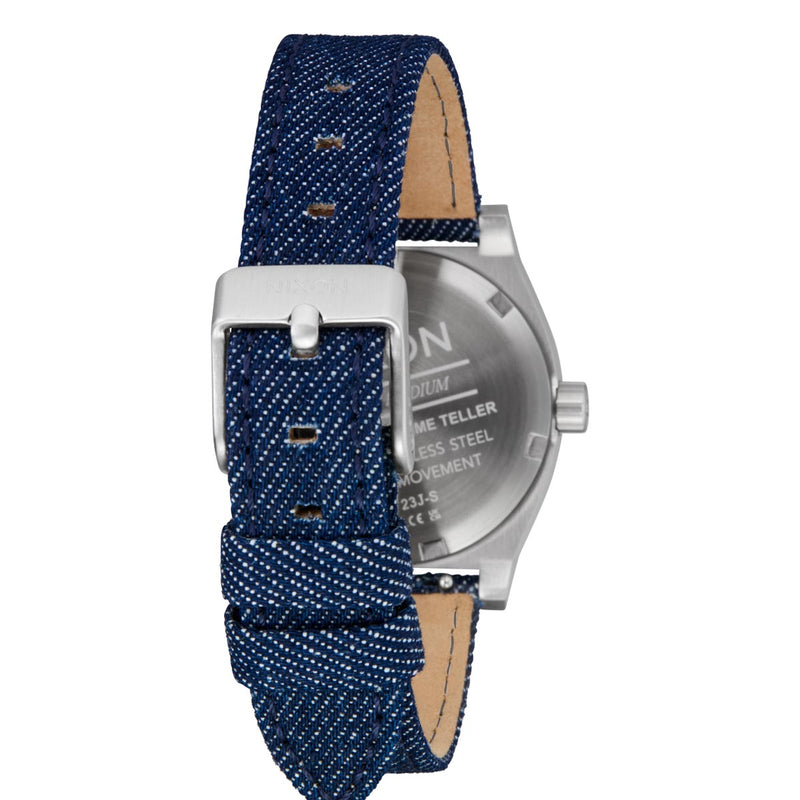 Nixon Medium Time Teller Denim Watch - Silver/Indigo/Denim