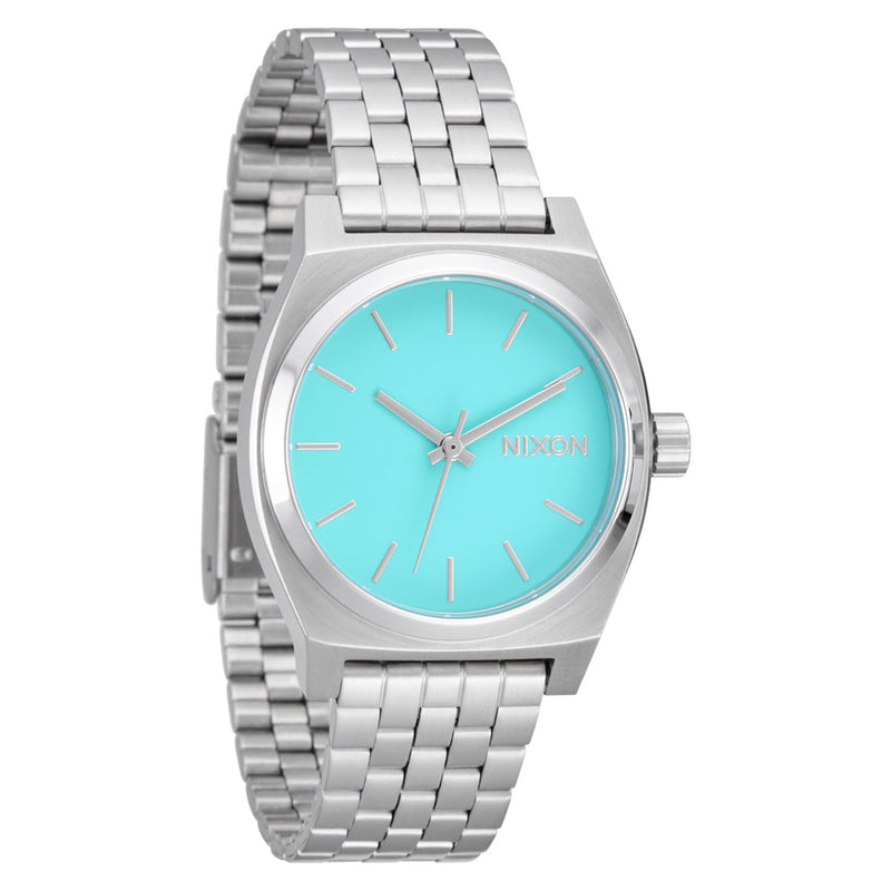 Nixon Medium Time Teller Watch - Silver/Turquoise
