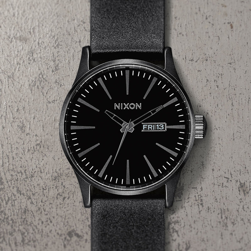 Nixon Sentry Leather Watch - All Black
