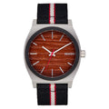Nixon Time Teller Nylon Watch - Silver/Rosewood/Black Stripe
