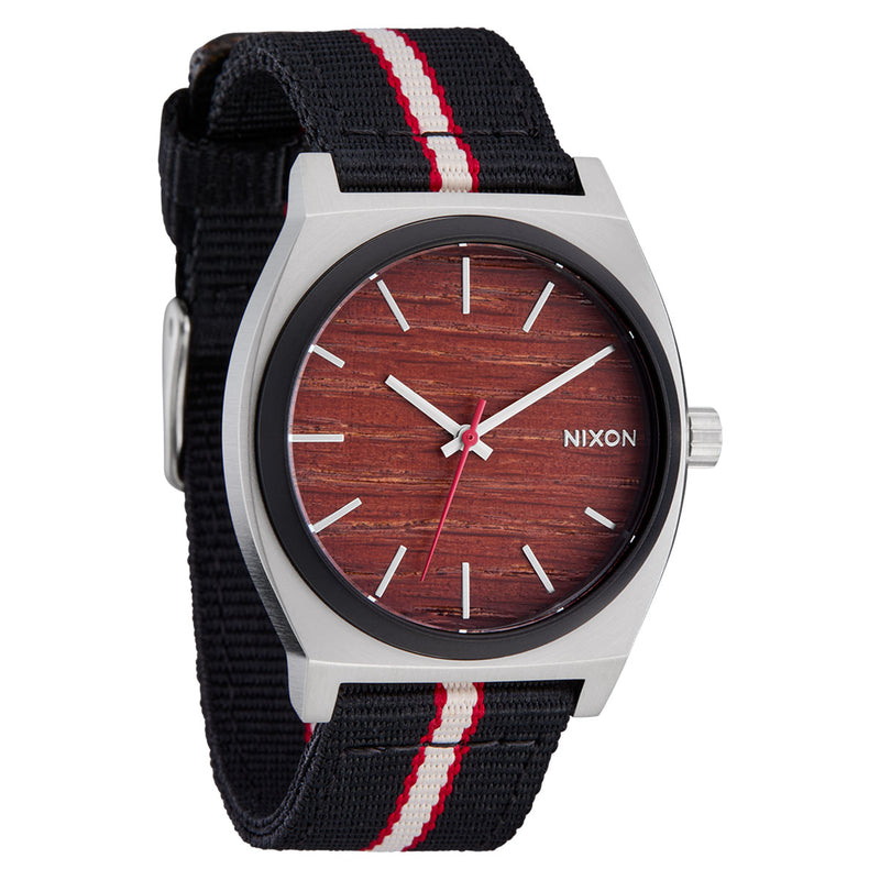Nixon Time Teller Nylon Watch - Silver/Rosewood/Black Stripe