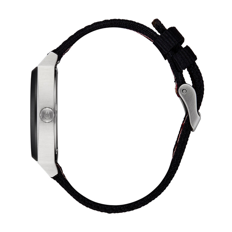Nixon Time Teller Nylon Watch - Silver/Rosewood/Black Stripe