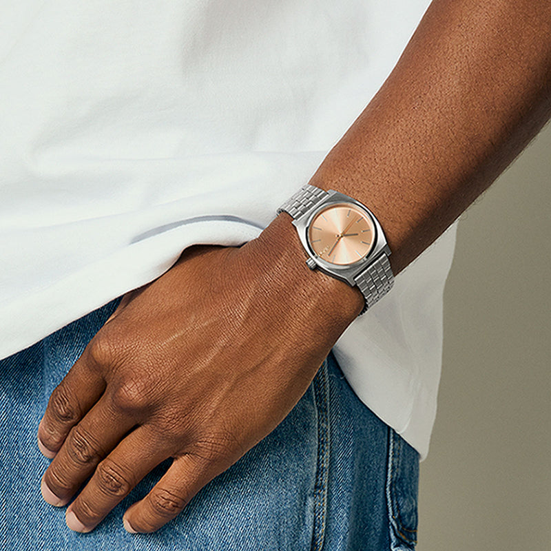 Nixon Time Teller Watch - Silver/Coral