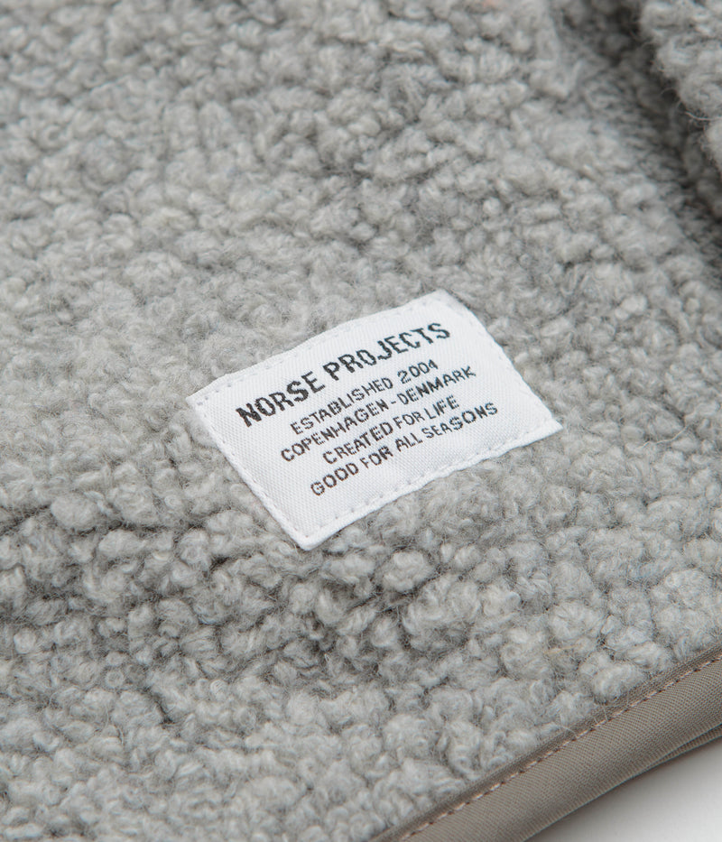 Norse Projects Bjorn Sherpa Wool Fleece Jacket in Grey Melange