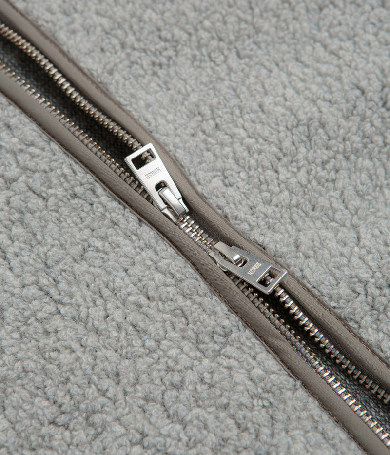 Norse Projects Bjorn Sherpa Wool Fleece Jacket in Grey Melange