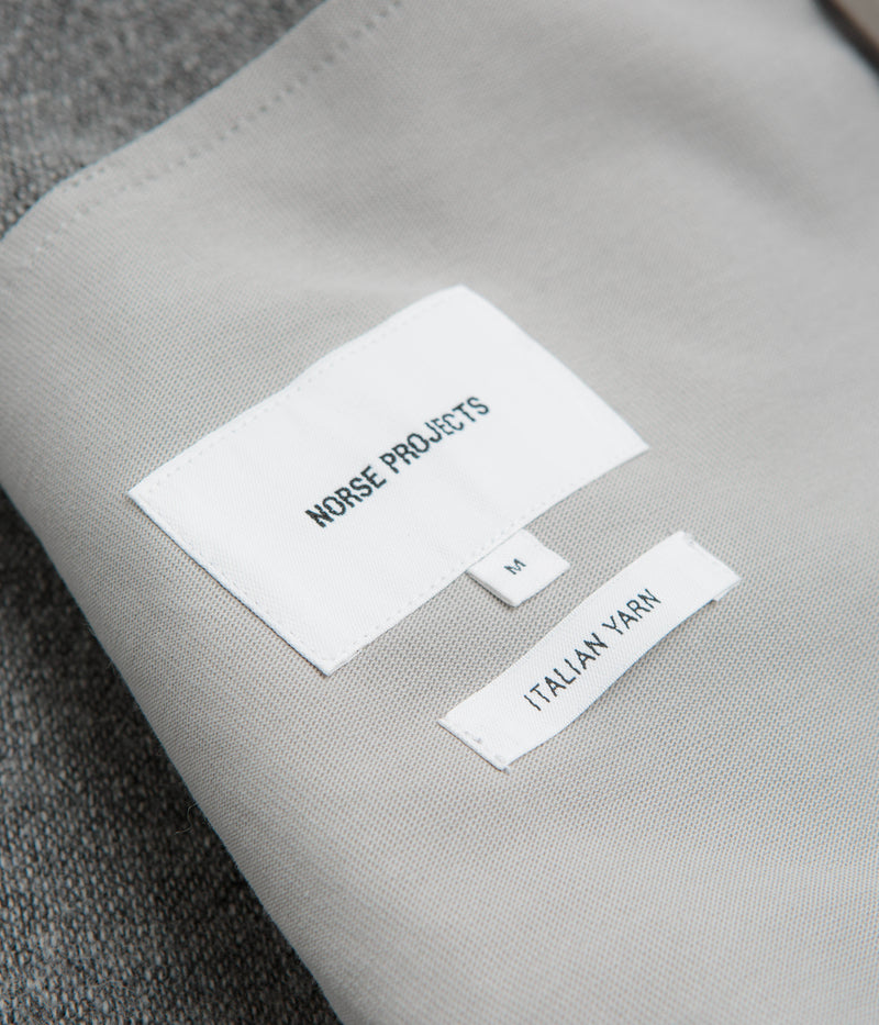 Norse Projects Bjorn Sherpa Wool Fleece Jacket in Grey Melange