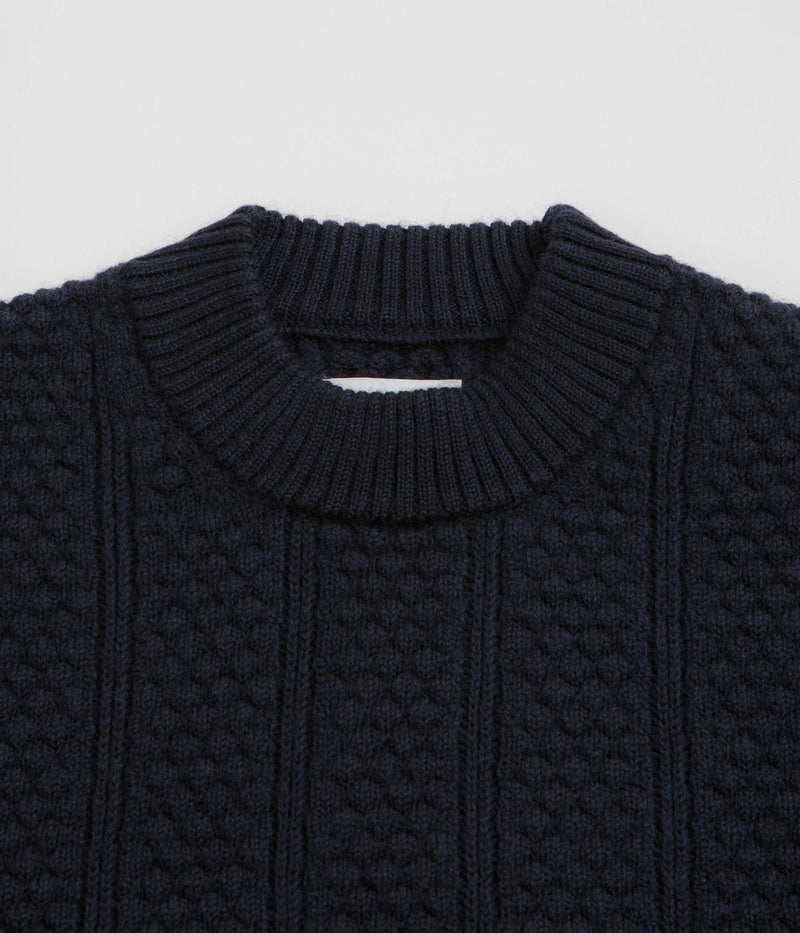 Norse Projects Storm Knit Crewneck Sweatshirt in Dark Navy