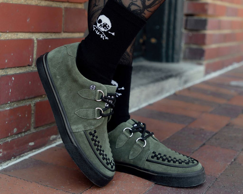 A3330 Olive Green Suede Creeper Sneaker