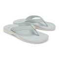 A pair of OLUKAI Womens Ohana sandals in Cloud Grey, featuring thick straps, an anatomical footbed, and white soles, displayed at an angle on a plain background.