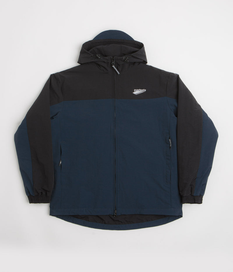 Pasteelo Hooded Windbreaker Jacket in Black and Navy