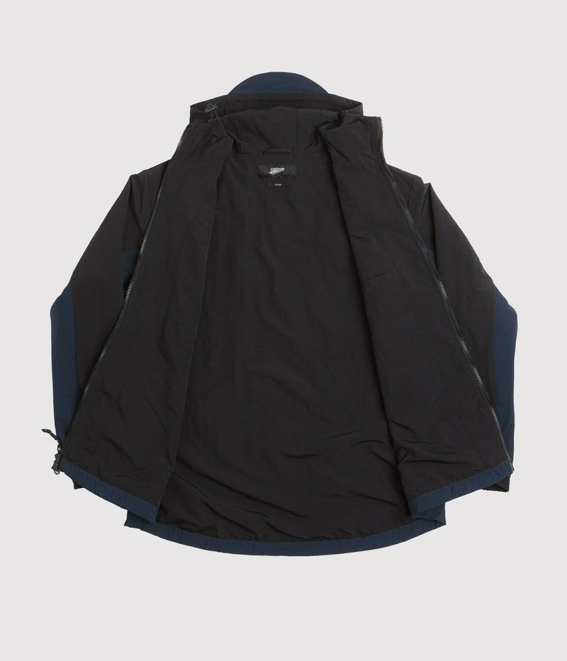 Pasteelo Hooded Windbreaker Jacket in Black and Navy