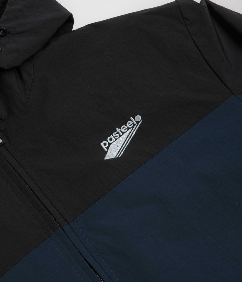 Pasteelo Hooded Windbreaker Jacket in Black and Navy