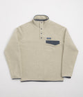 Patagonia Lightweight Synchilla Snap-T Fleece in Oatmeal Heather and Smolder Blue
