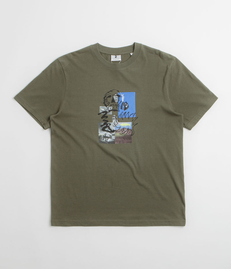 Poetic Collective Skull T-Shirt in Khaki