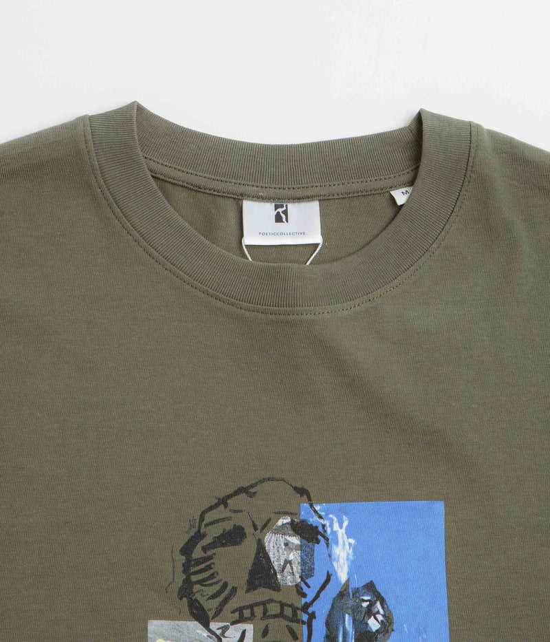 Poetic Collective Skull T-Shirt in Khaki